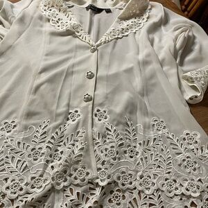 Flyover Cream Textured Blouse